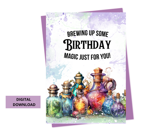 Potions Birthday Card 5x7 Digital Card -  Instant Download